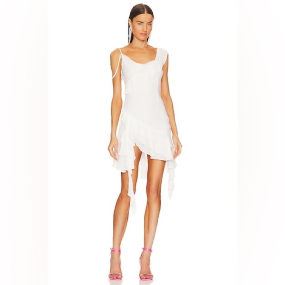 NBD White Ruffle Dress